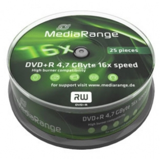 DVD+R MediaRange 4.7GB  25pcs Spindel 16x
